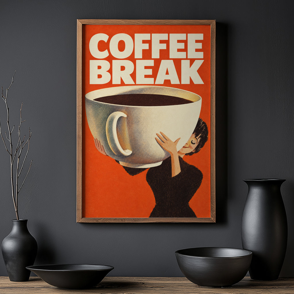 Vintage Coffee Break Print and Poster, Kitchen Wall Art
