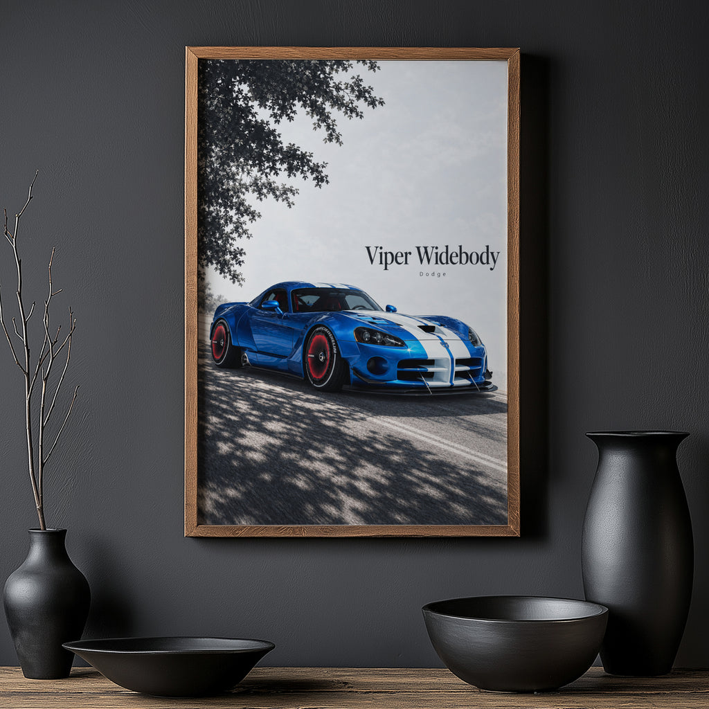 Vintage Dodge Viper Widebody Print, Car Wall Art