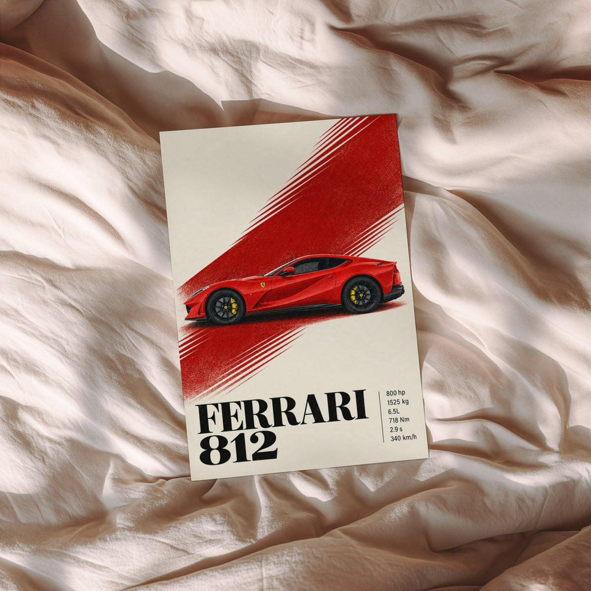 Vintage Ferrari 812 Print, Red Supercar Wall Art