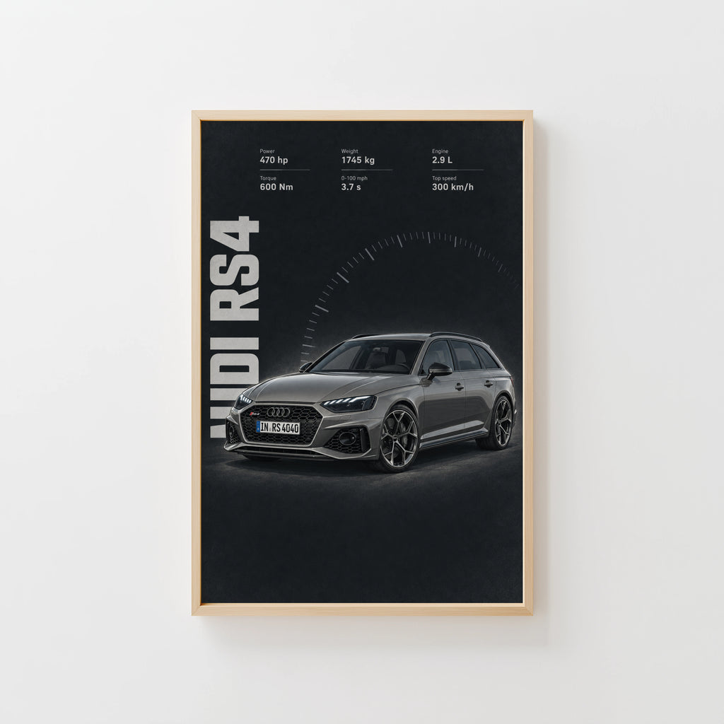 Vintage Audi RS4 Print, Performance Estate Wall Art