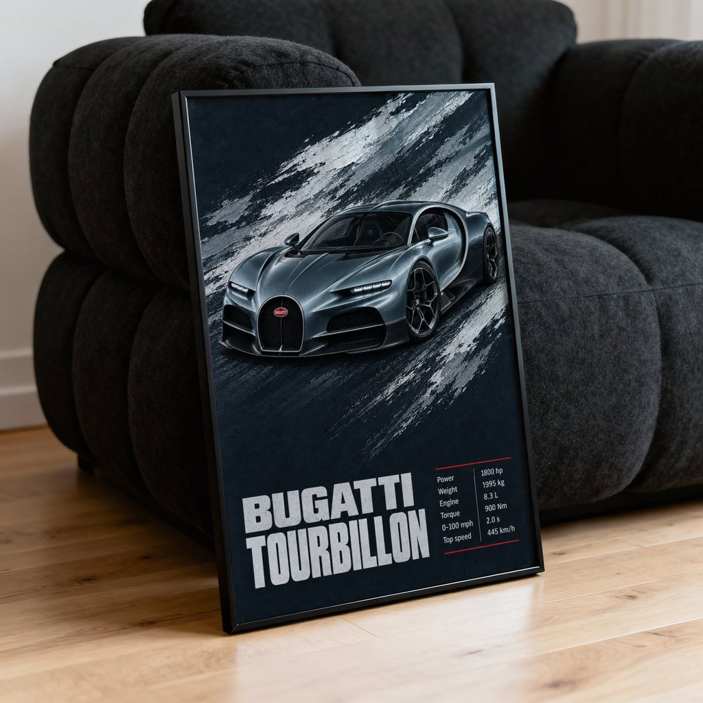 Vintage Bugatti Tourbillon Print, Supercar Wall Art