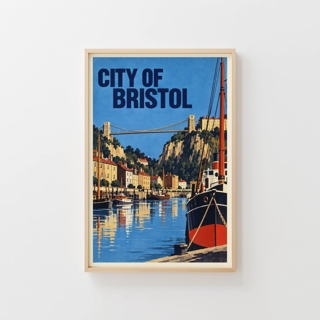 Vintage Bristol Poster, Clifton Bridge Wall Art, Print