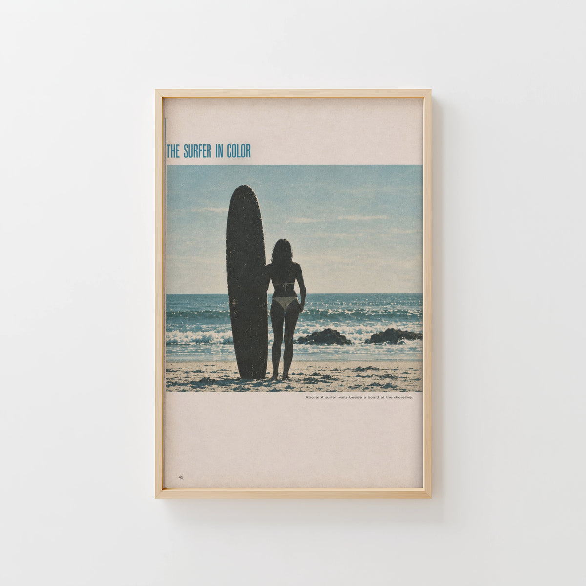 Vintage Surf Print, Surfer in Color Poster, Beach Wall Art