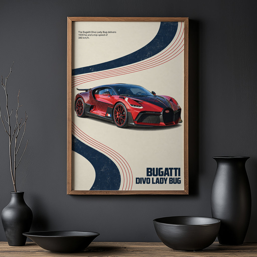 Vintage Bugatti Divo Print, Car Wall Art