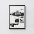 Vintage Ferrari 488 Print, Car Poster, Supercar Wall Art
