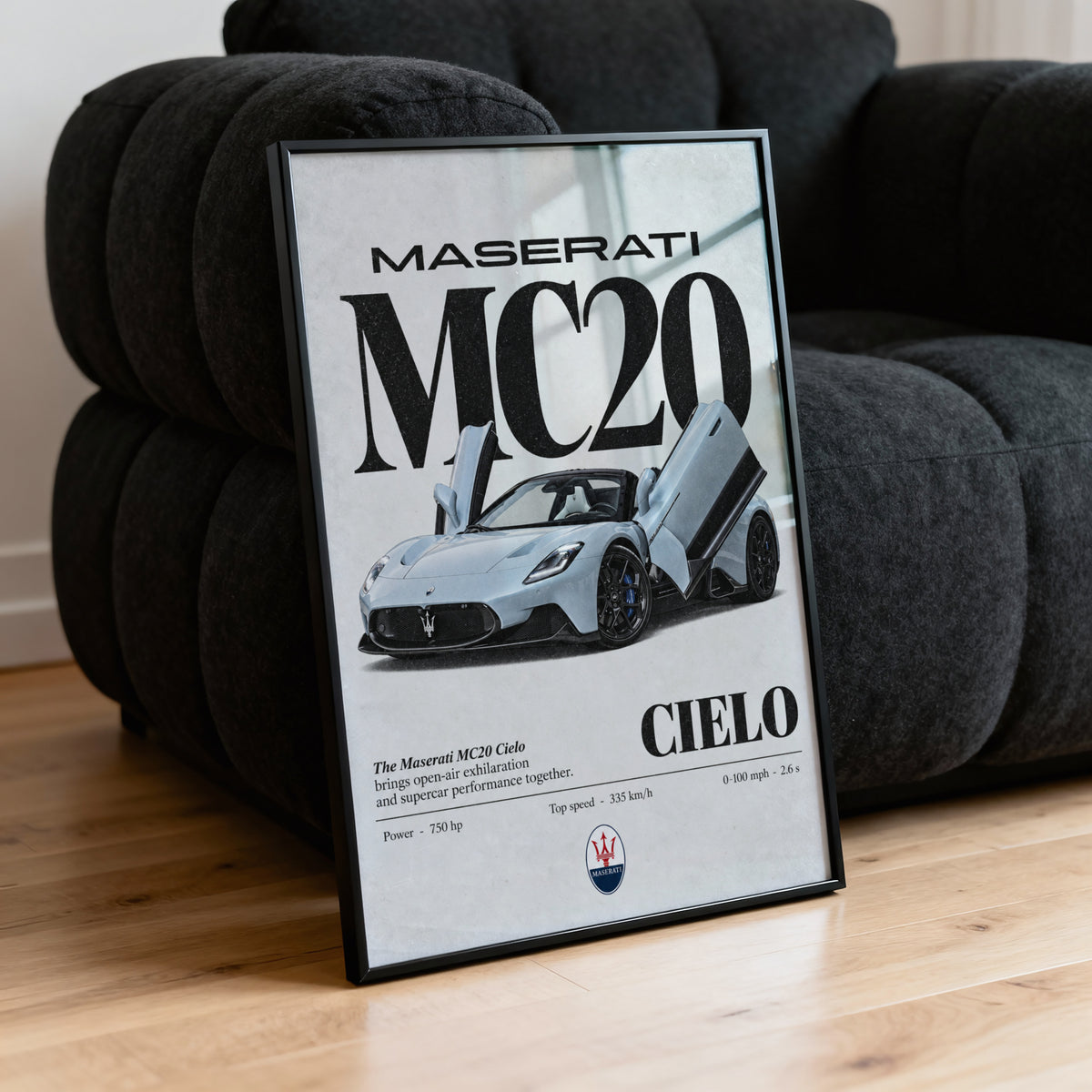 Vintage Maserati MC20 Cielo Print, Supercar Art