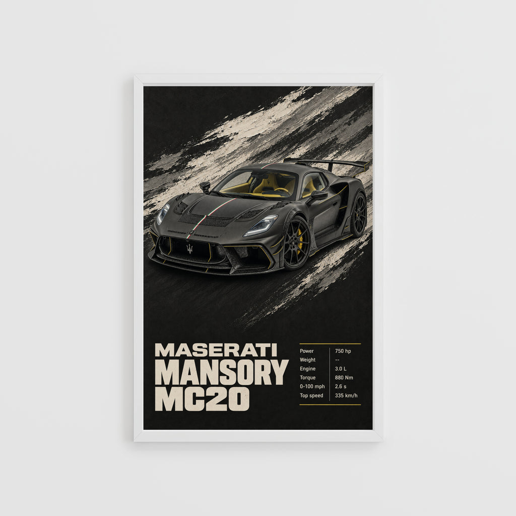 Vintage Maserati MC20 Print, Supercar Wall Art