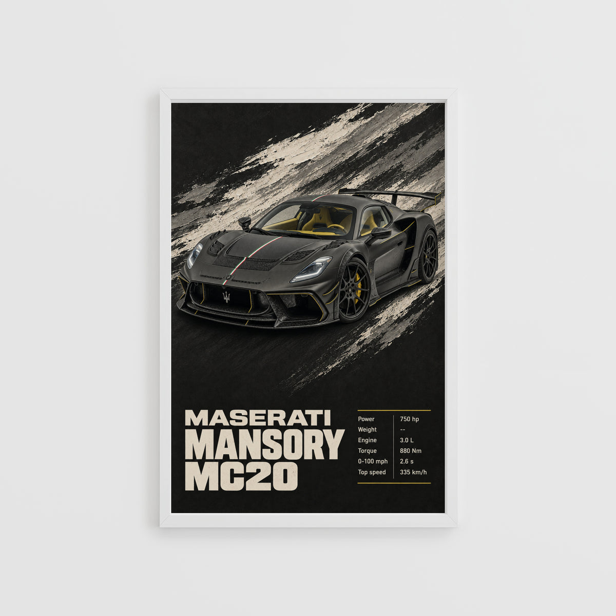 Vintage Maserati MC20 Print, Supercar Wall Art