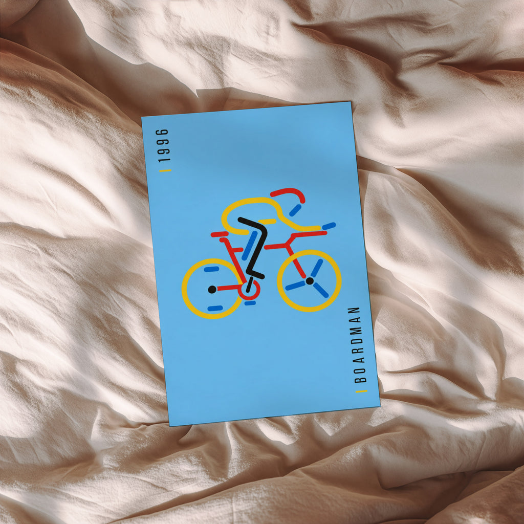 Vintage Cyclist Poster, Retro Bike Wall Art, 1996 Print