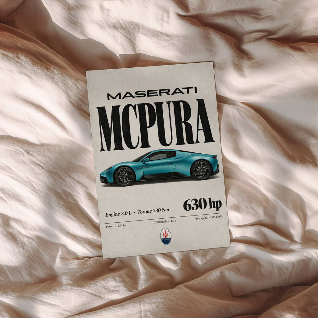 Vintage Maserati MCPura Print, Car Wall Art