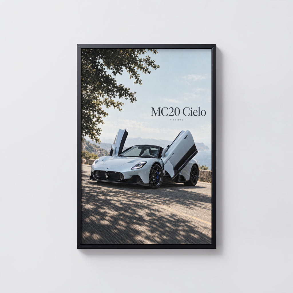 Vintage Maserati MC20 Cielo Print, Supercar Wall Art