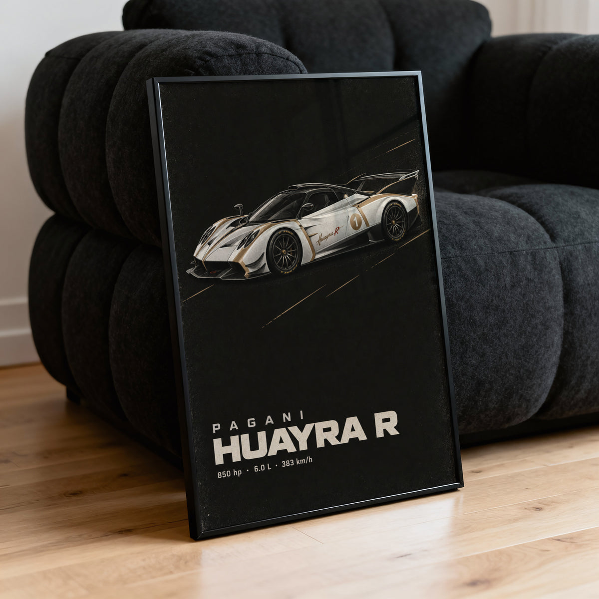 Vintage Pagani Huayra R Print, Supercar Wall Art