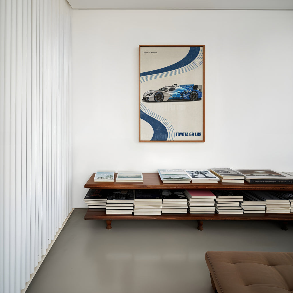 Vintage Toyota GR LH2 Print, Hydrogen Race Car Art