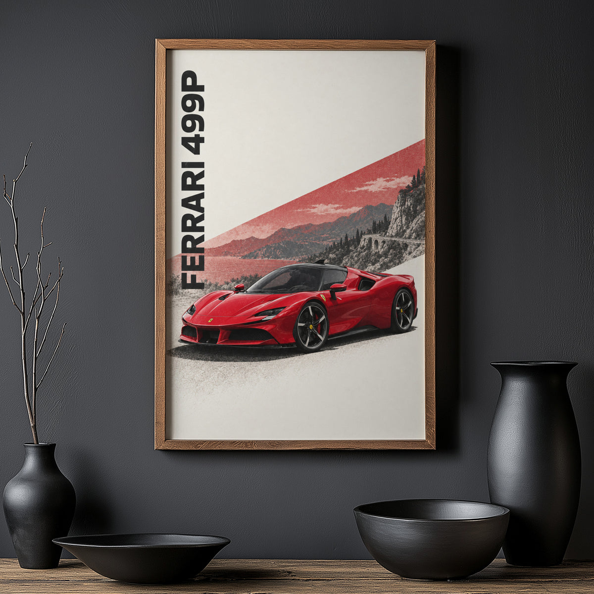 Vintage Ferrari 499P Print, Car Wall Art