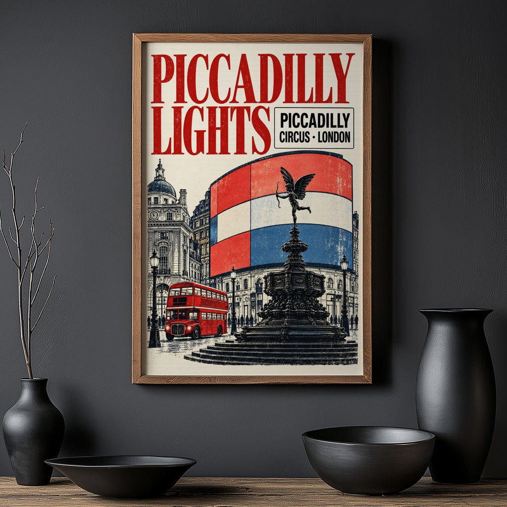 Vintage Piccadilly Circus London Poster, Wall Art Print