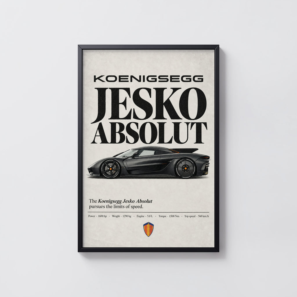 Vintage Koenigsegg Jesko Absolut Print, Car Wall Art