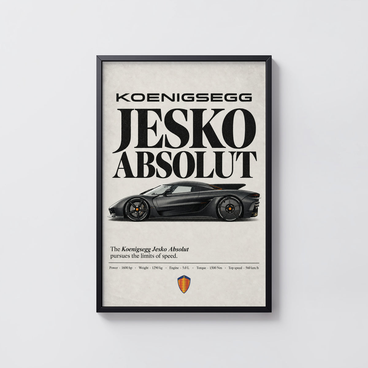 Vintage Koenigsegg Jesko Absolut Print, Car Wall Art