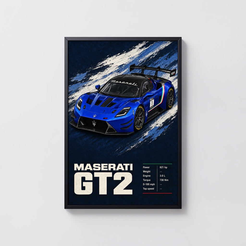Vintage Maserati GT2 Print, Race Car Wall Art