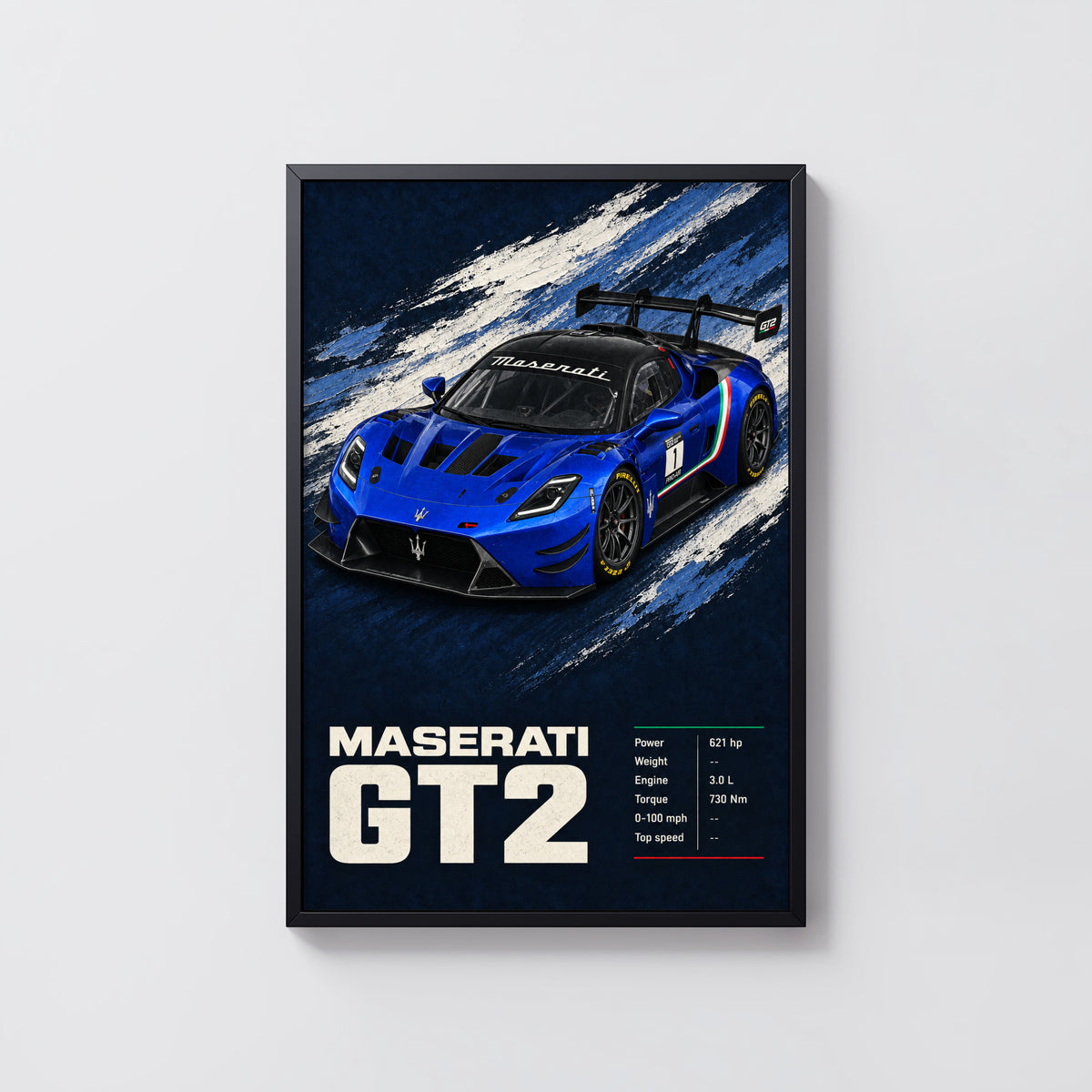 Vintage Maserati GT2 Print, Race Car Wall Art