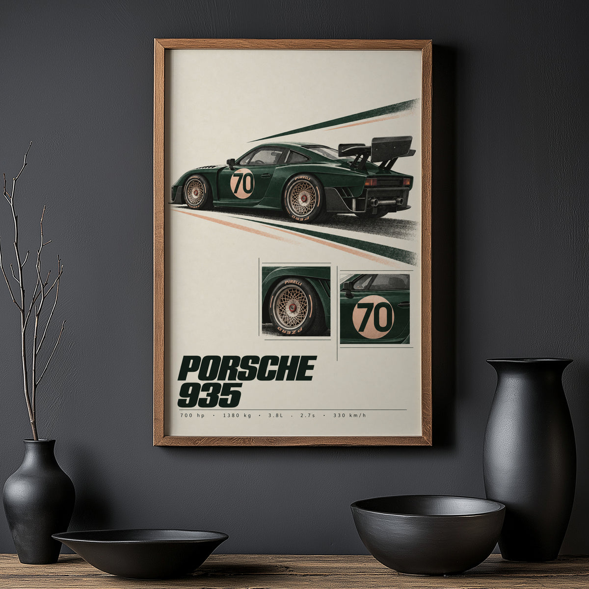 Vintage Porsche 935 Print, Racing Car Wall Art