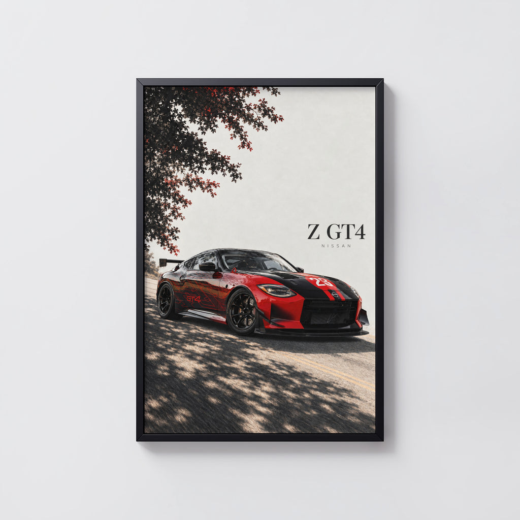 Vintage Nissan Z GT4 Print, Racing Car Wall Art