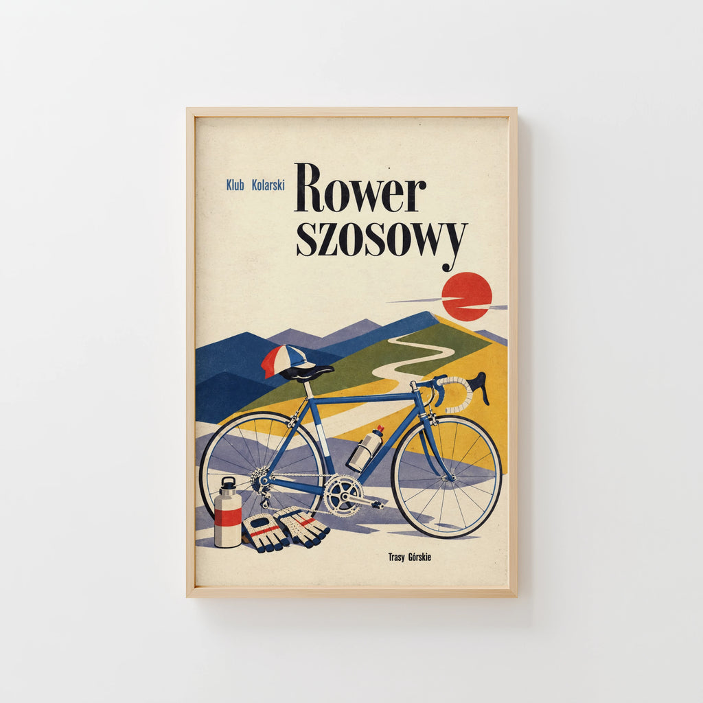 Vintage Road Bike Poster, Retro Cycling Wall Art Print