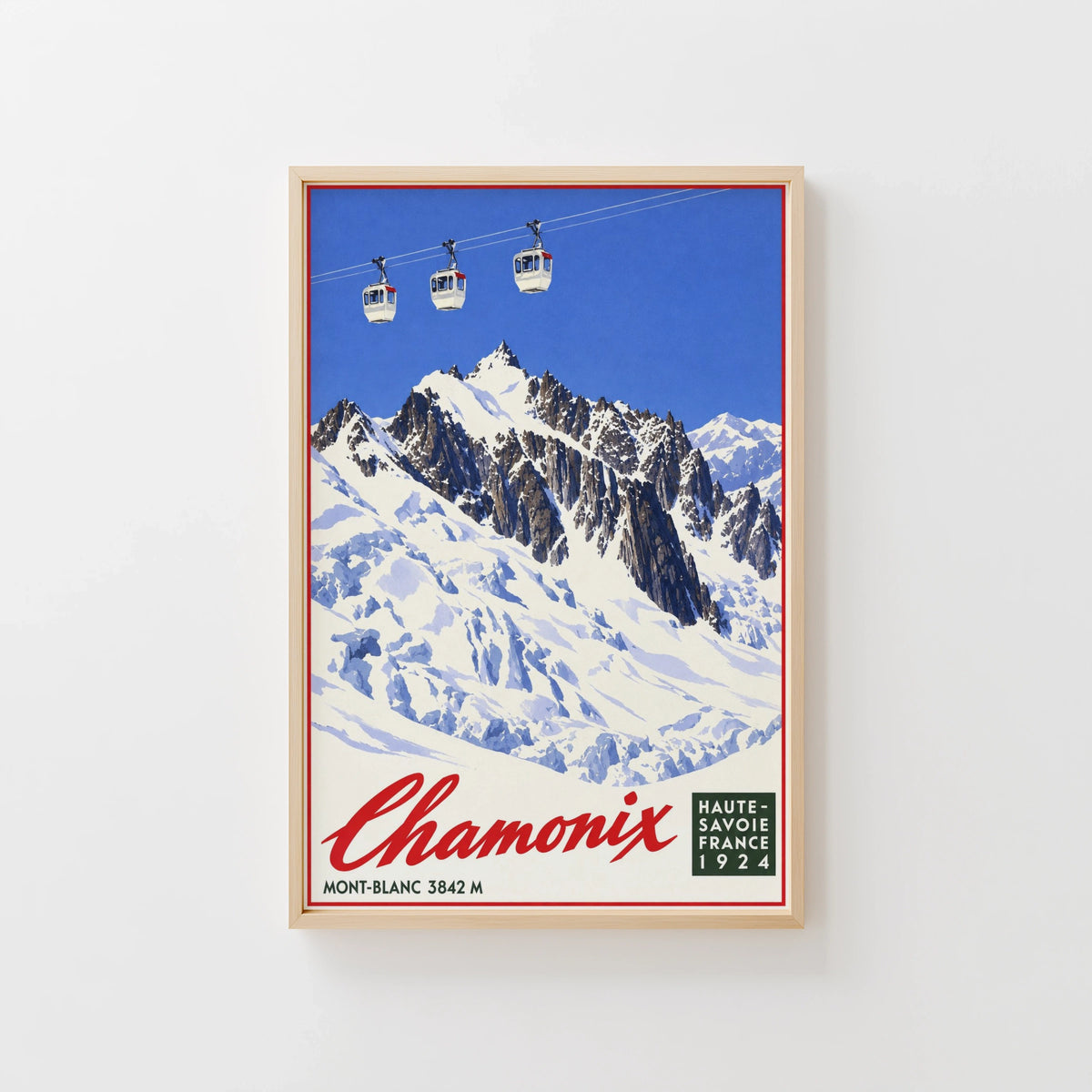 Vintage 1924 Chamonix Mont Blanc Print, Ski Poster