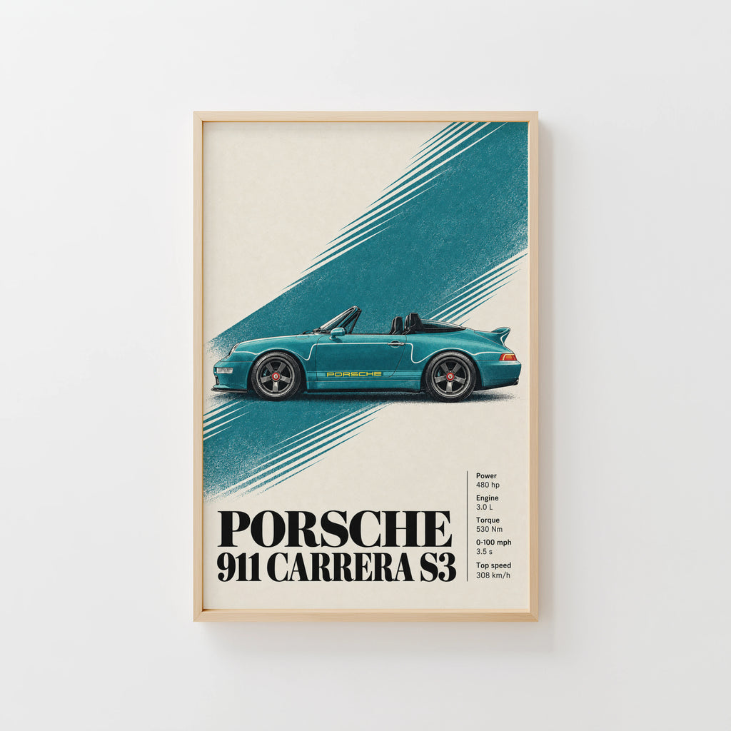 Vintage Porsche 911 Print, Car Wall Art
