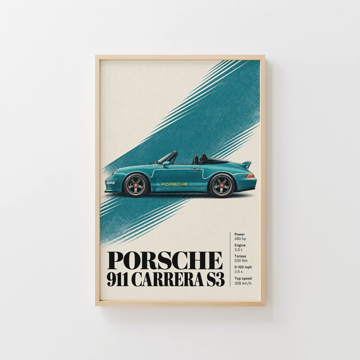 Vintage Porsche 911 Print, Car Wall Art