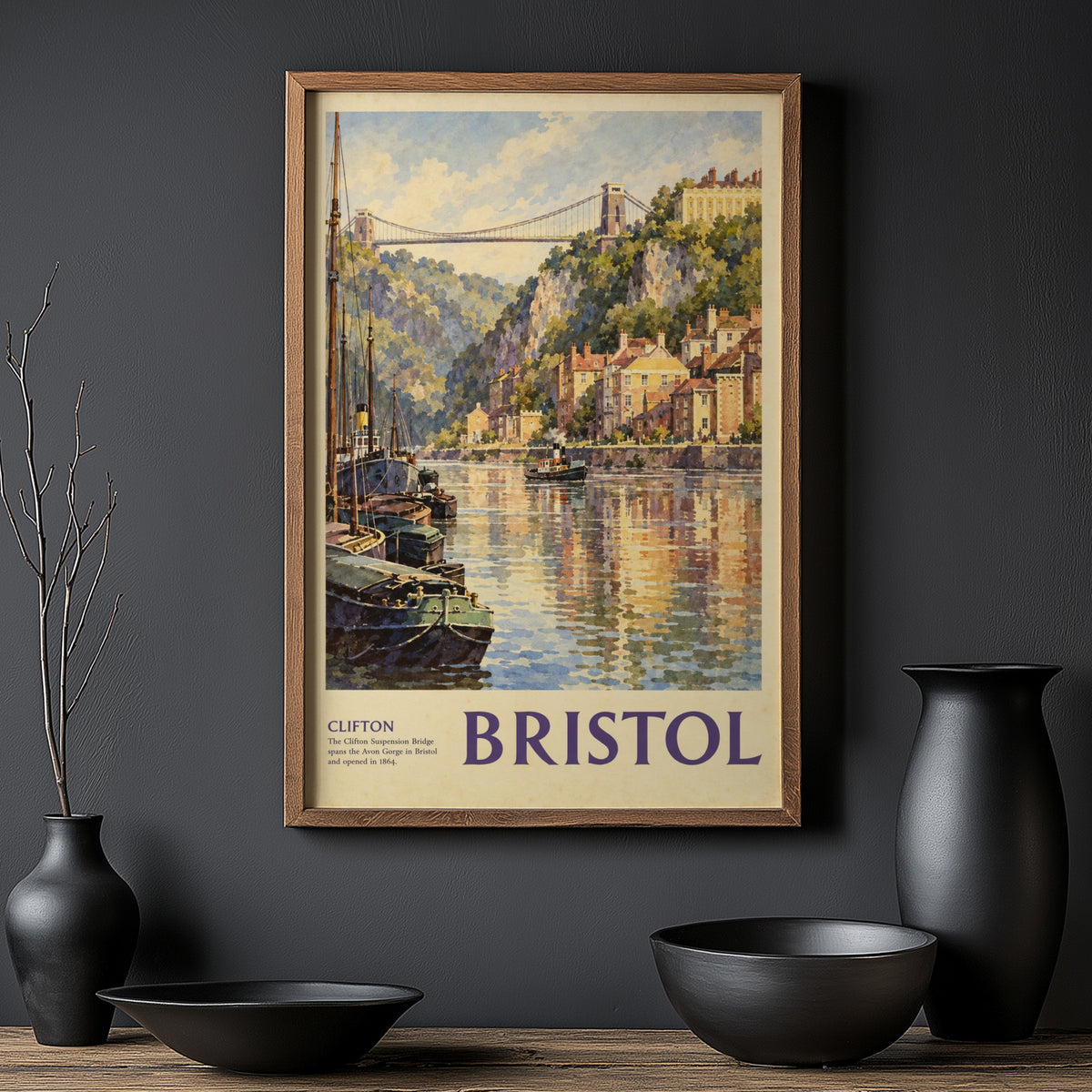 Vintage Bristol Poster, Clifton Bridge Wall Art