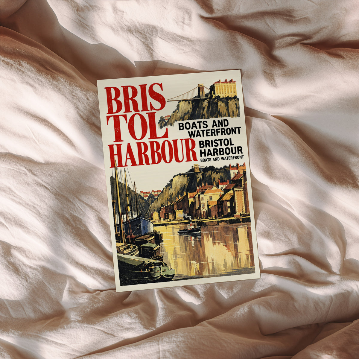 Vintage Bristol Harbour Poster, Waterfront Wall Art Print