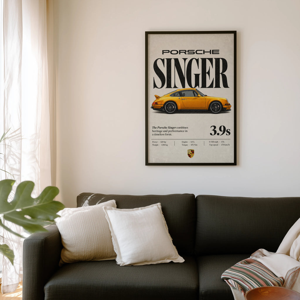 Vintage Porsche Singer Print, Car Poster, Wall Art