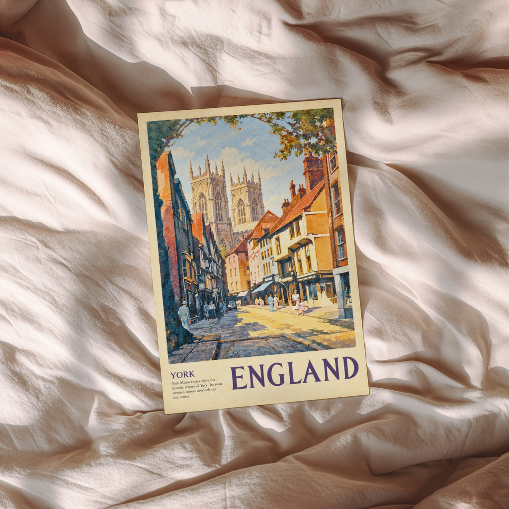 Vintage York Minster Poster, England Wall Art, Print