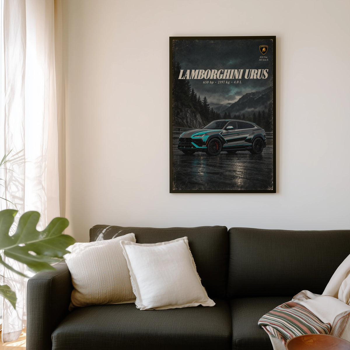Vintage Lamborghini Urus Print, Supercar Wall Art