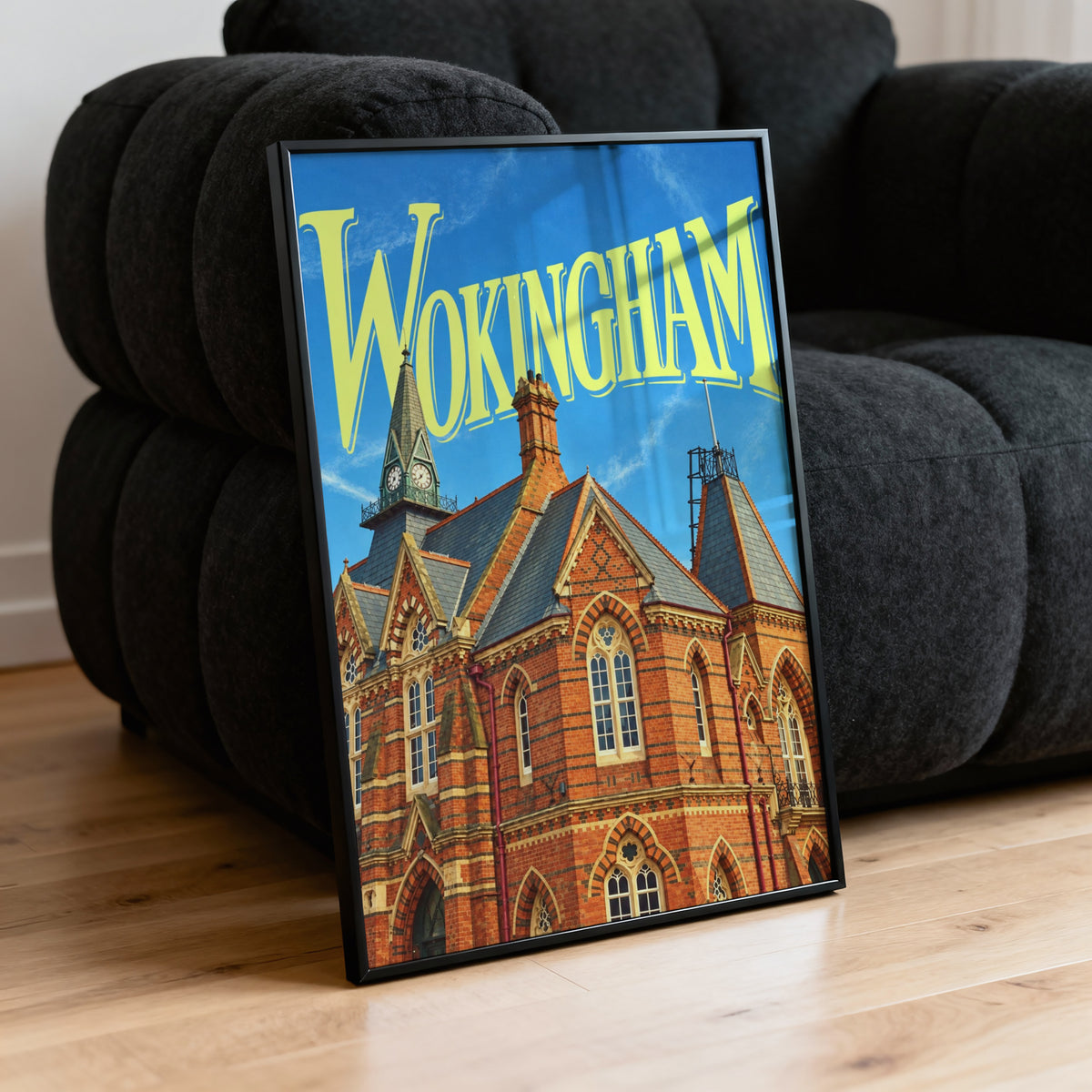 Vintage Wokingham Poster, Town Hall Wall Art, England Print