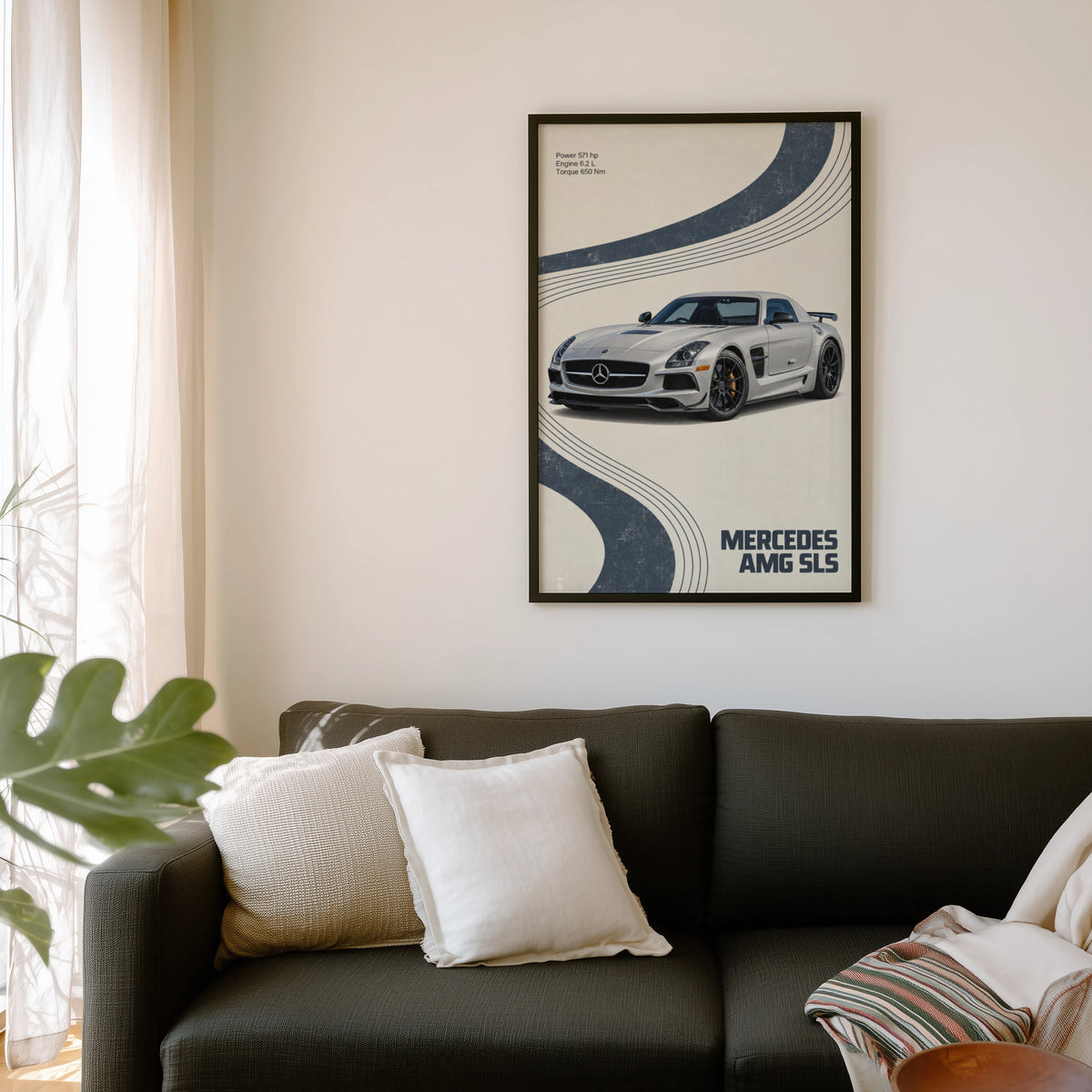 Vintage Mercedes AMG SLS Print, Supercar Wall Art