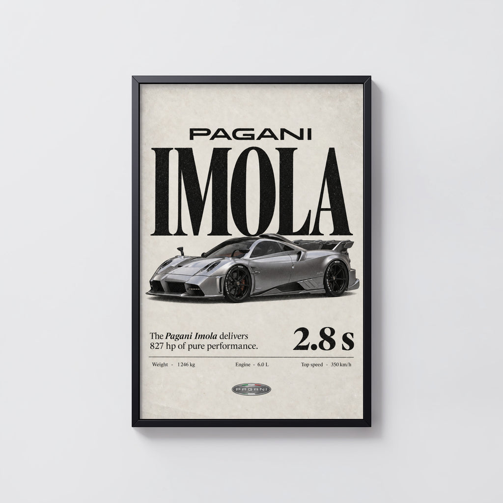 Vintage Pagani Imola Print, Supercar Wall Art