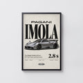 Vintage Pagani Imola Print, Supercar Wall Art