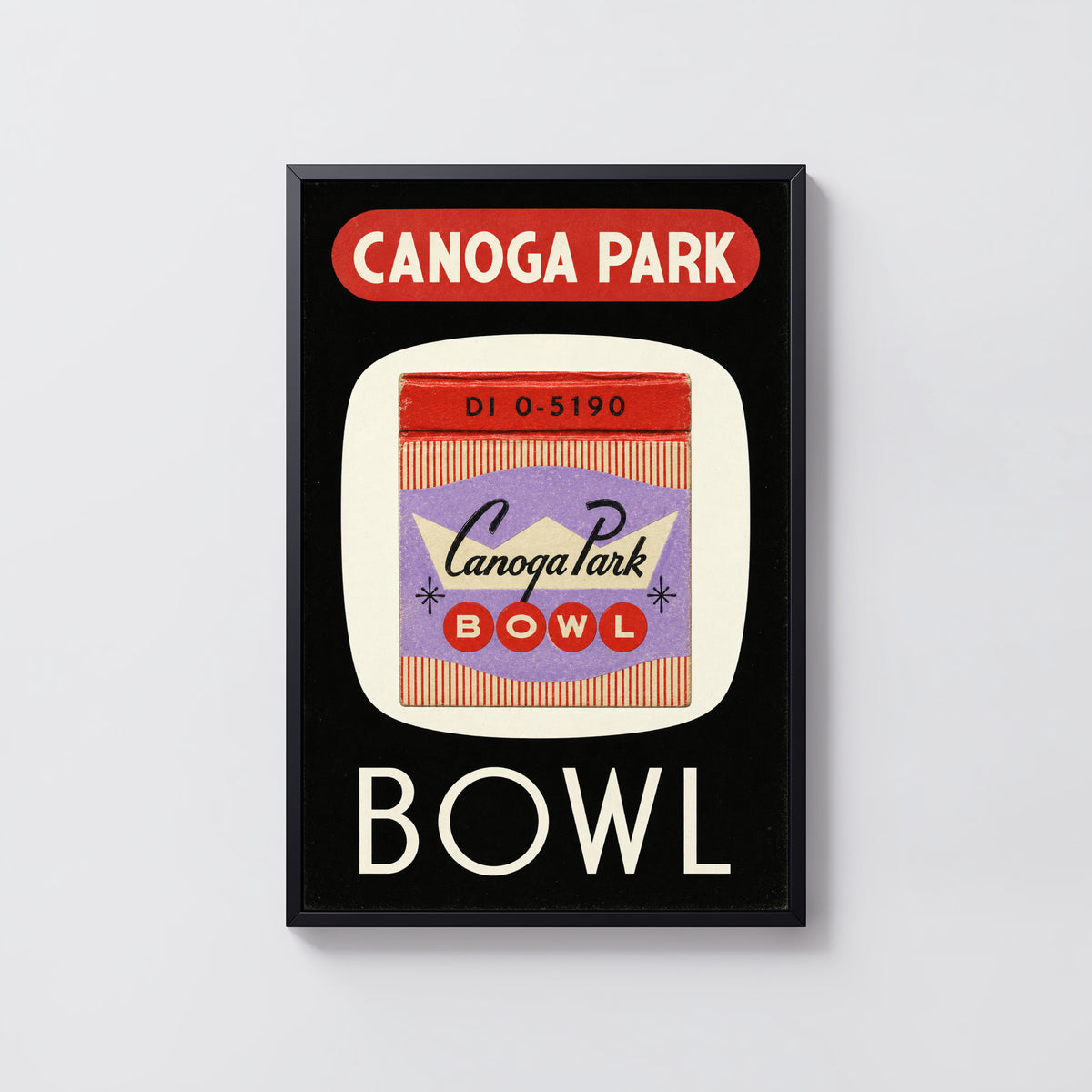 Vintage Bowling Alley Poster, Matchbook Wall Art Print