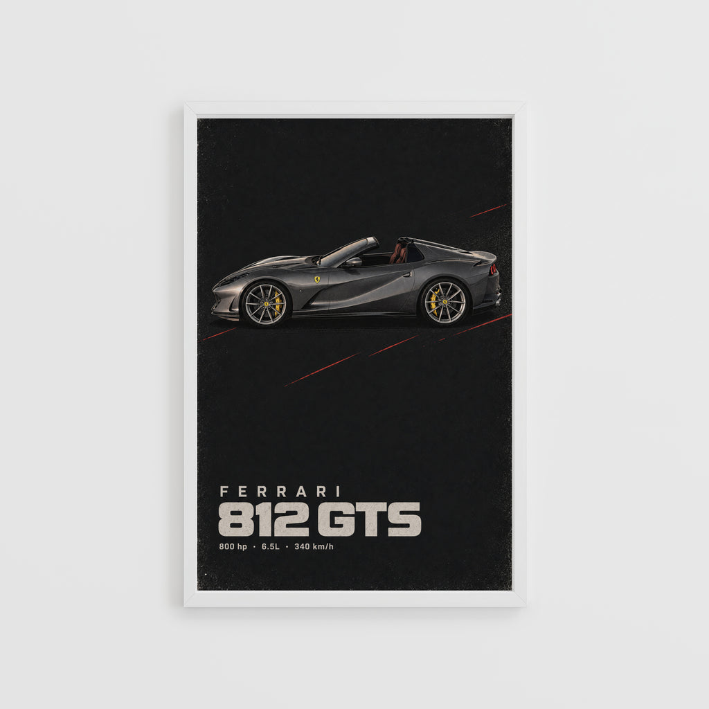 Vintage Ferrari 812 GTS Print, Supercar Wall Art
