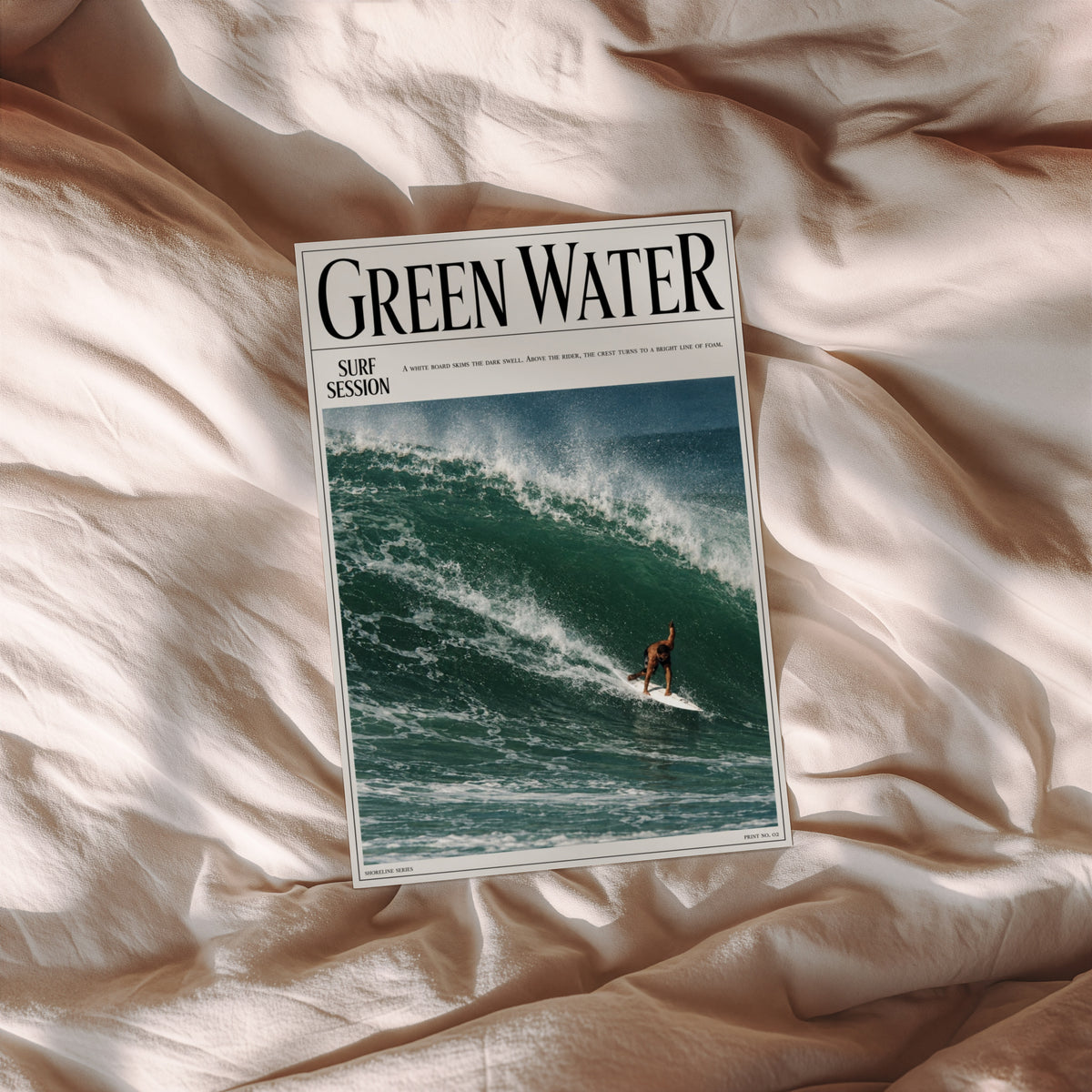 Vintage Green Water Surf Print, Surf Poster, Wave Art