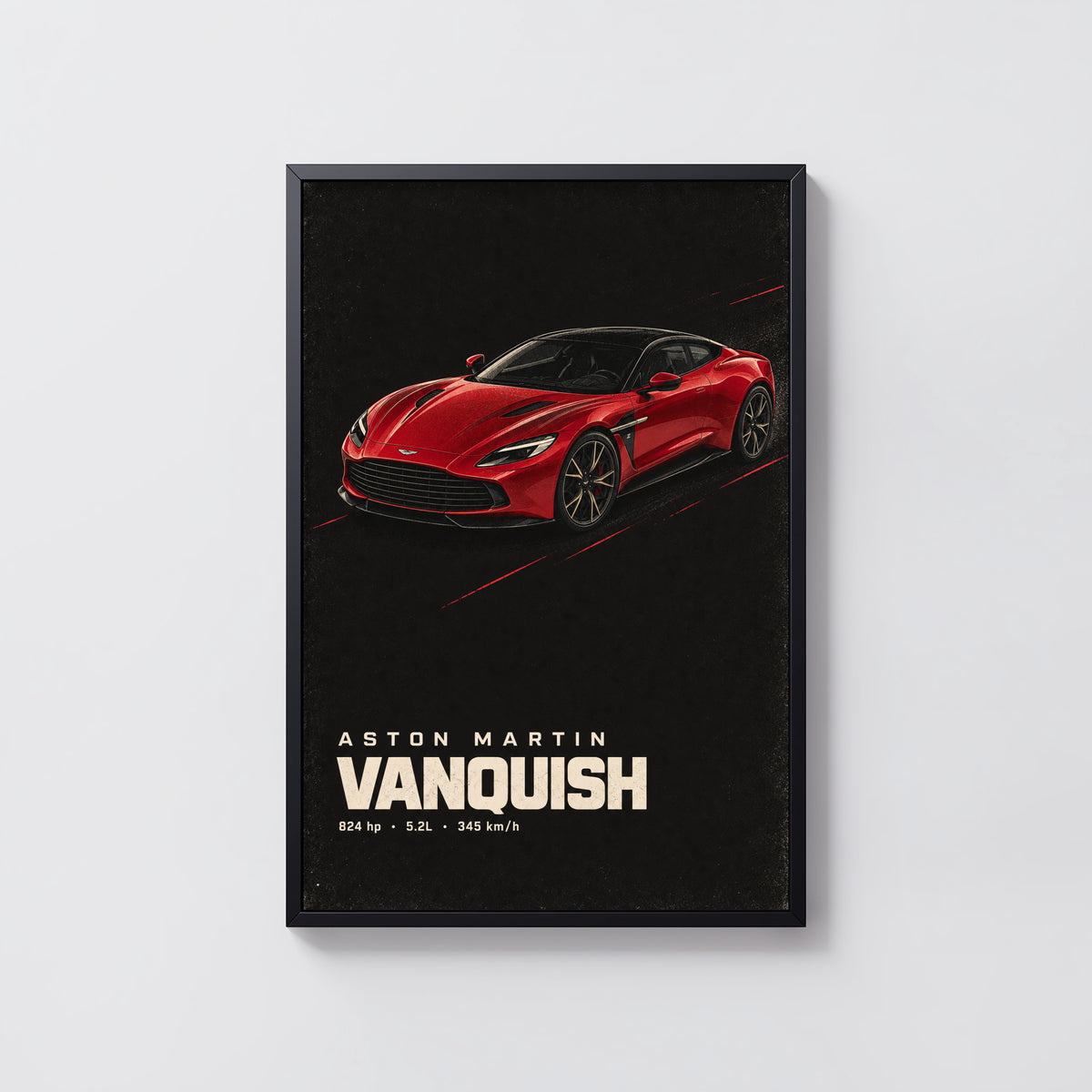 Vintage Aston Martin Vanquish Print, Red Car Art
