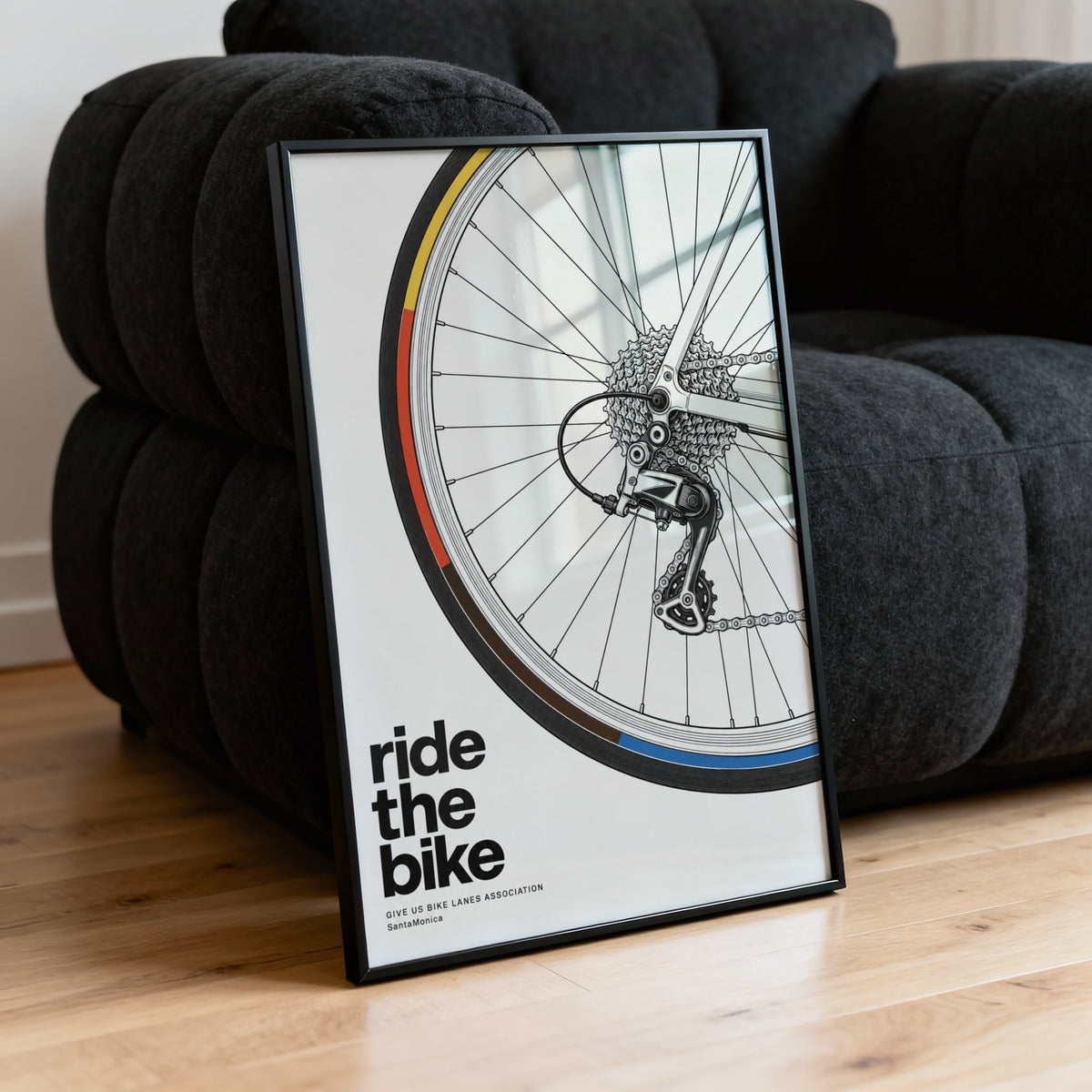 Vintage Cycling Poster, Bike Wheel Wall Art, Bicycle Print