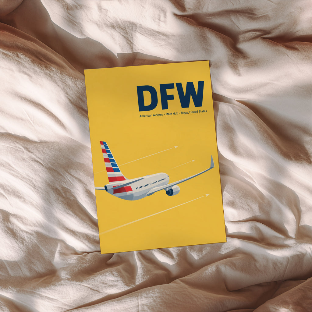 Vintage DFW Airport Poster, American Airlines Wall Art Print