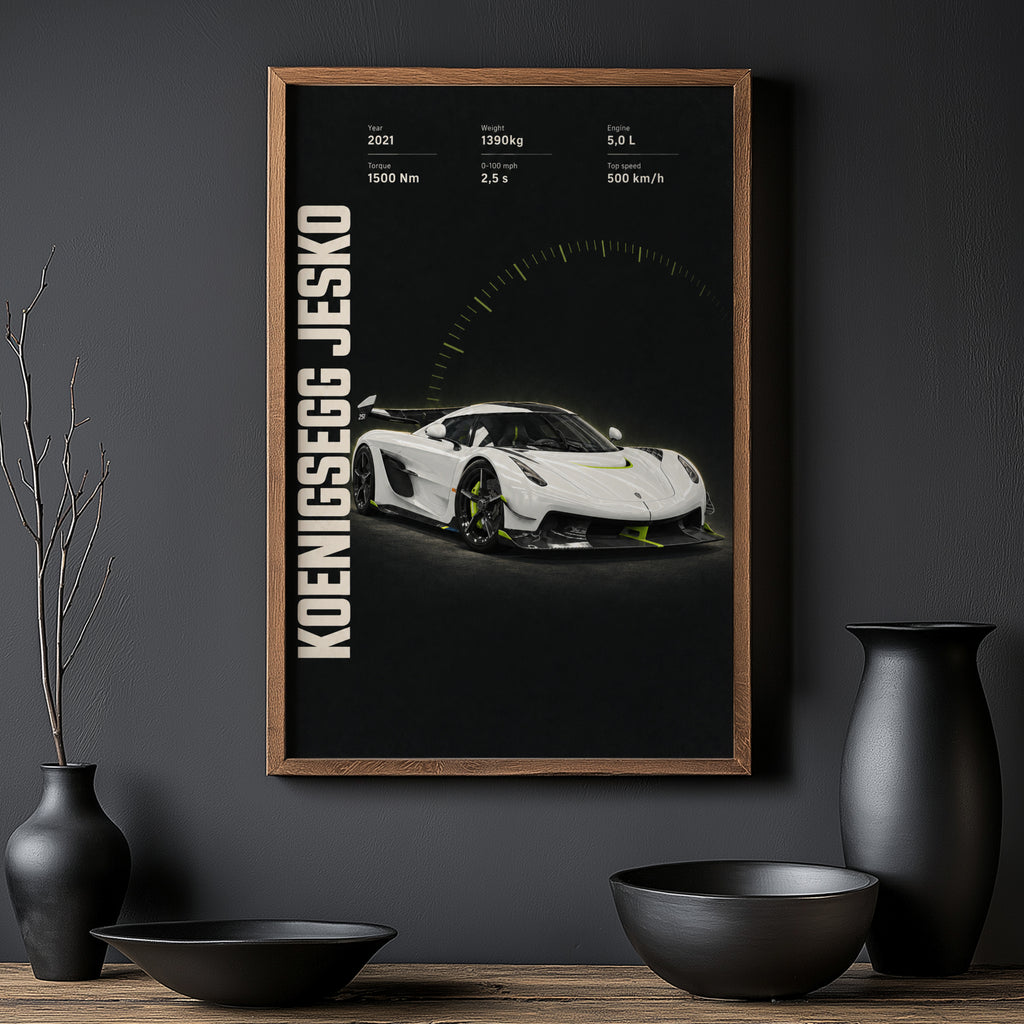 Vintage Koenigsegg Jesko Print, Supercar Wall Art