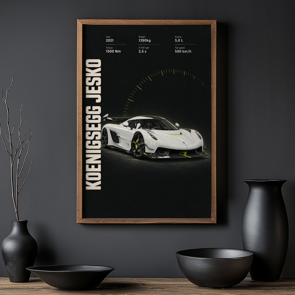 Vintage Koenigsegg Jesko Print, Supercar Wall Art