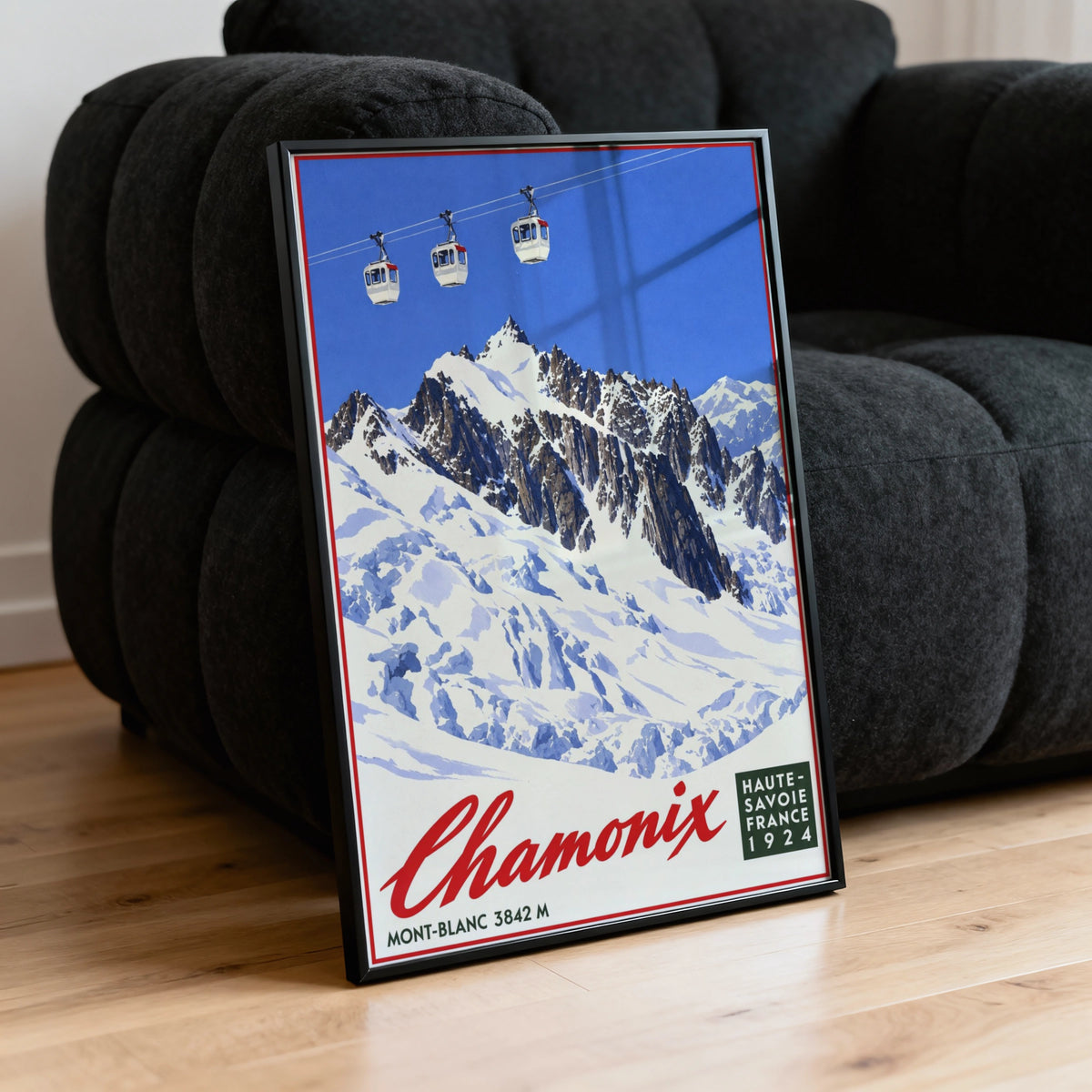 Vintage 1924 Chamonix Mont Blanc Print, Ski Poster