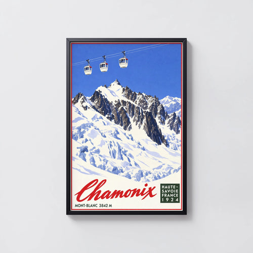 Vintage 1924 Chamonix Mont Blanc Print, Ski Poster