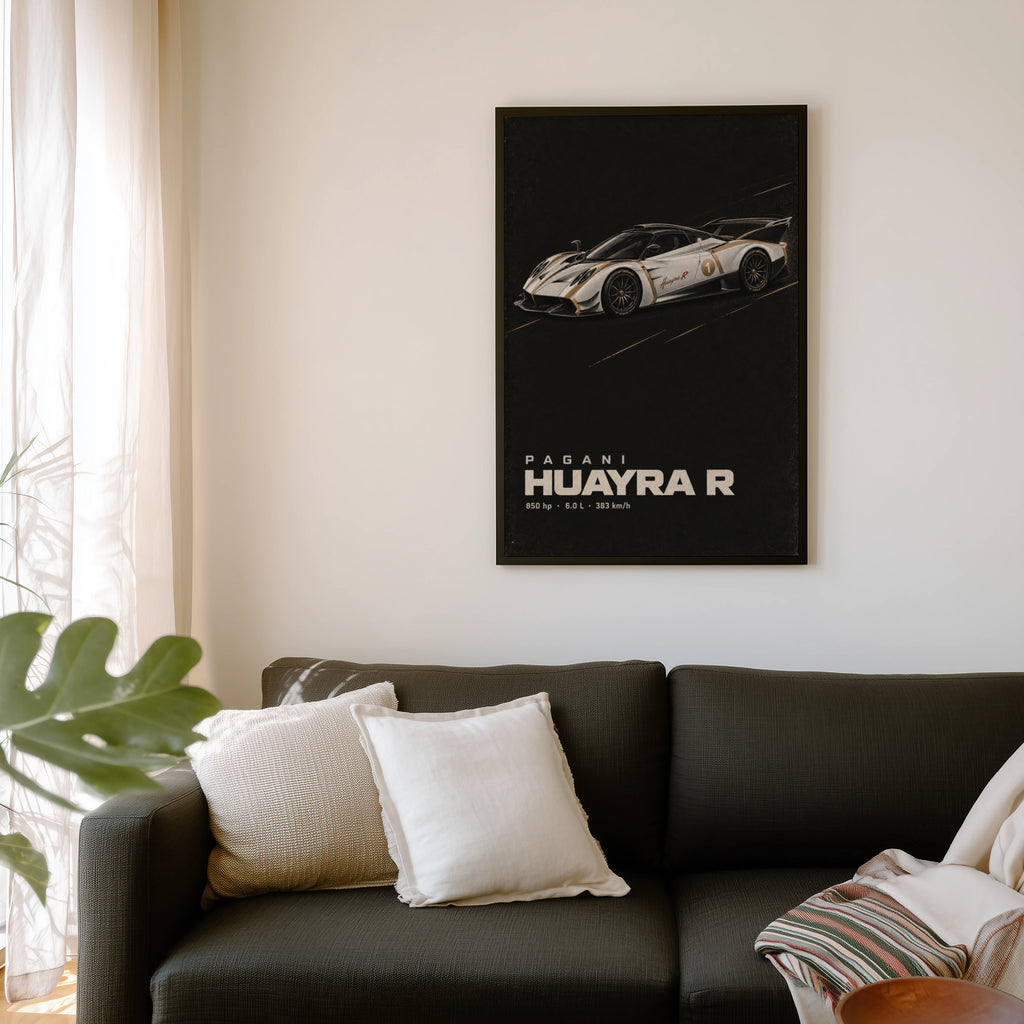 Vintage Pagani Huayra R Print, Supercar Wall Art