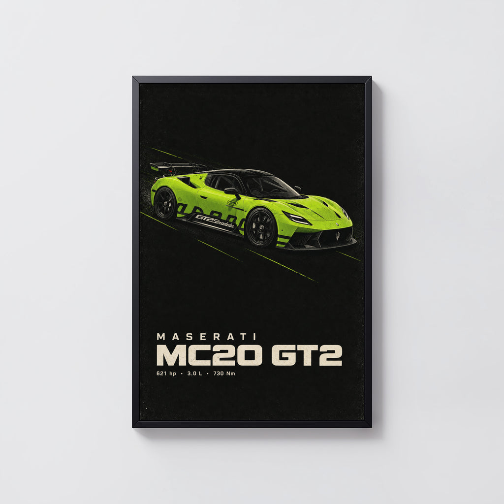 Vintage Maserati MC20 GT2 Print, Race Car Wall Art